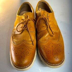 Bruno Marc Stylish Men’s Tan Oxford Shoes - Size 9.5
